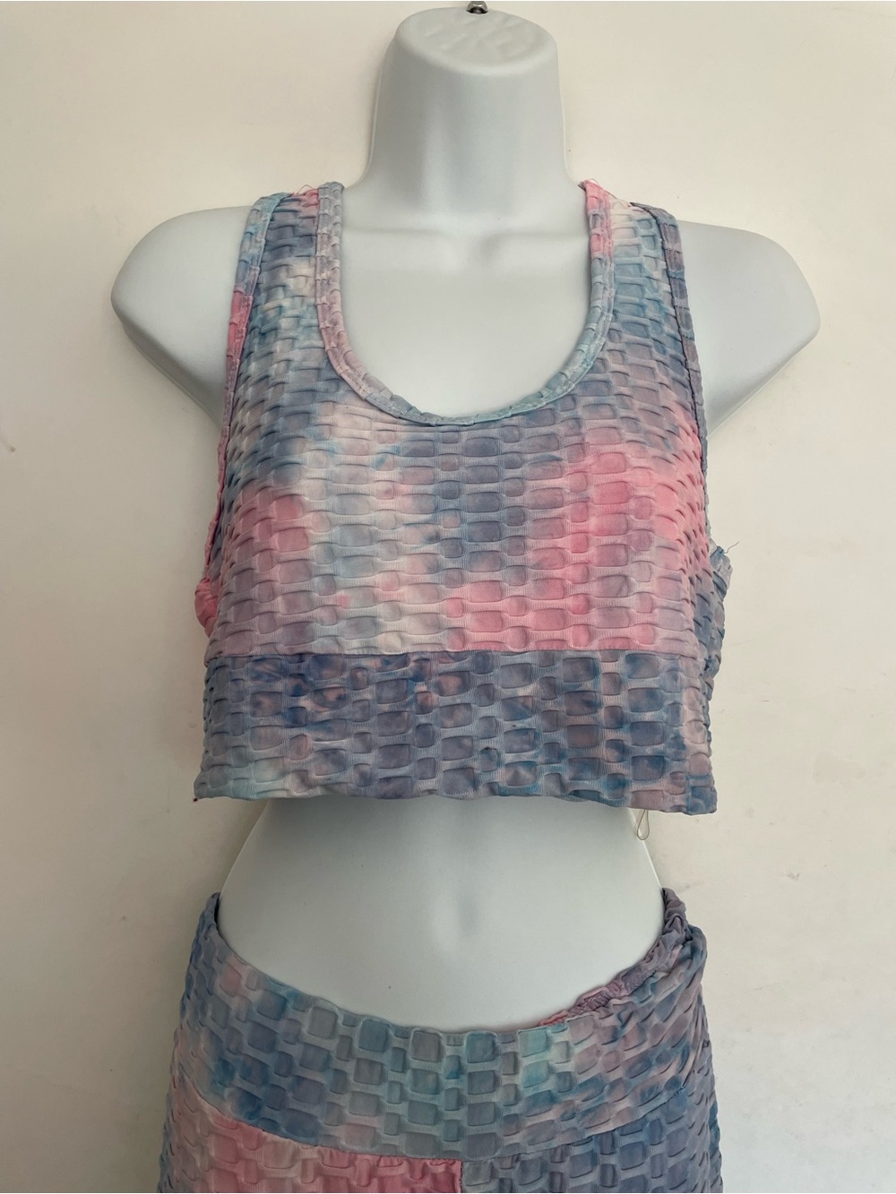 Jolie & Joy Pastel Tie-Dye Waffle Crop Tank
